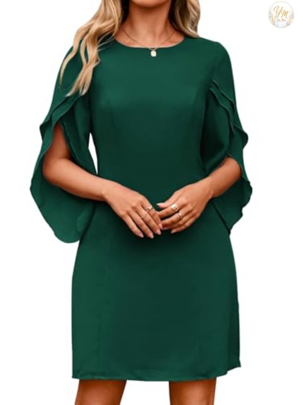 Women's Chiffon Flutter Sleeve Cocktail Dress Formal Wedding Guest Knee Length